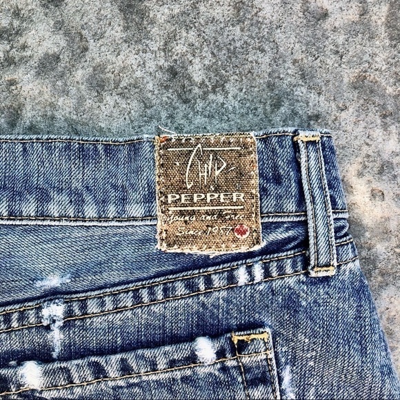 Chip & PEPPER Bare Baller Short Denim Mini Skirt Distressed Frayed Women - Picture 6 of 7